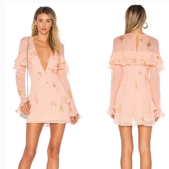 For Love And Lemons Gilded Star Mini Dress Small - Picture 2 of 10